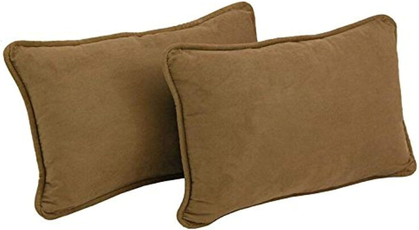 Blazing Needles Corded Solid Microsuede Rectangular Throw Pillows with Inserts (Set of 2), 20" by... | Amazon (US)