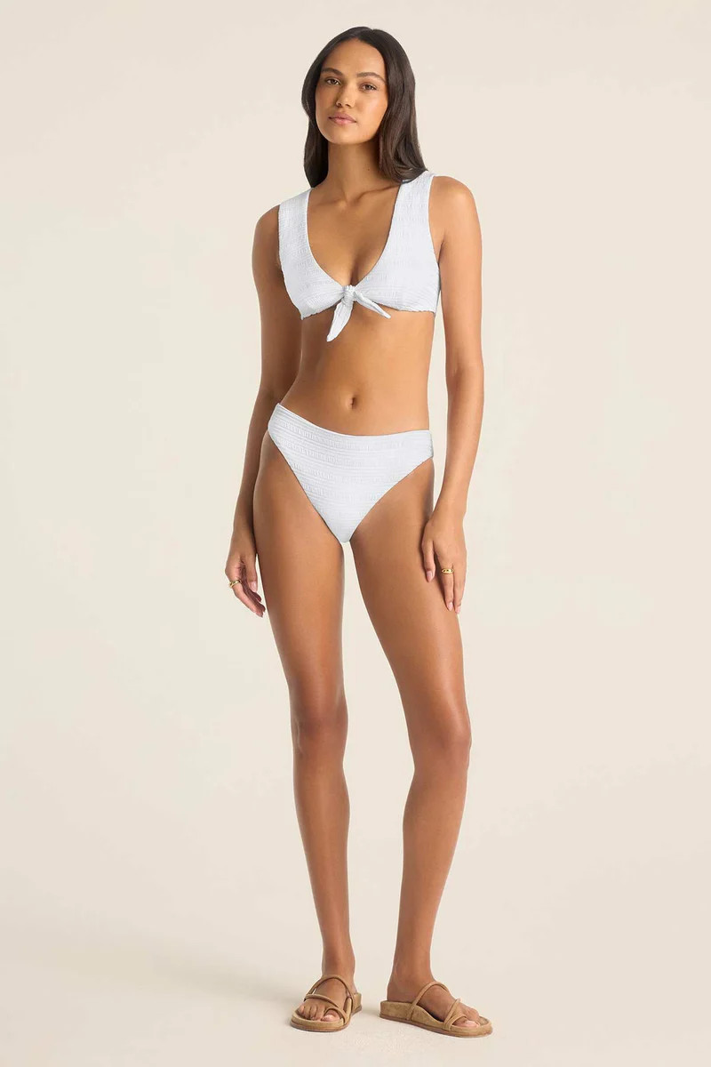 Cali High Leg Full Bottom - White Seersucker Stripe | Vitamin A