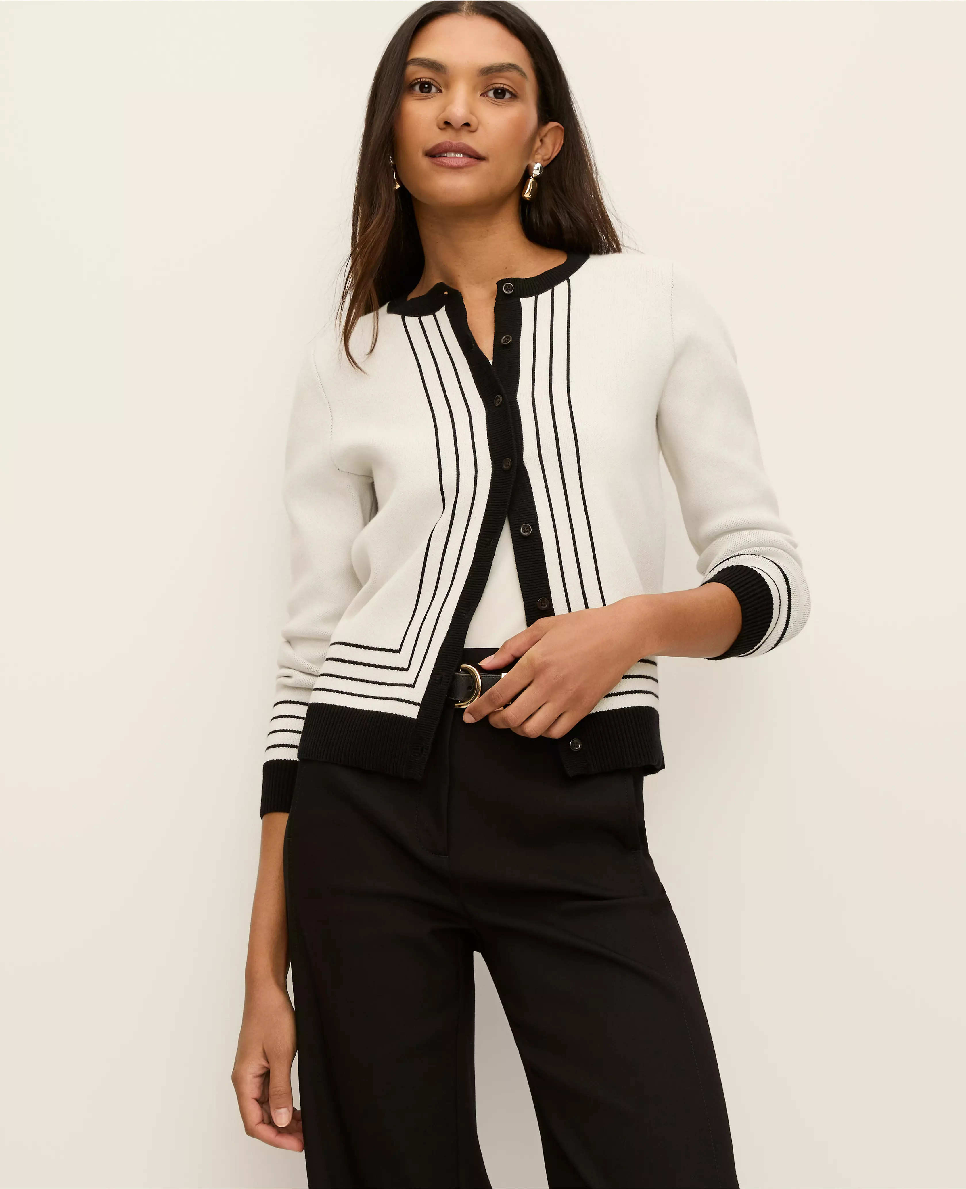 Striped Jacquard Ann Cardigan | Ann Taylor