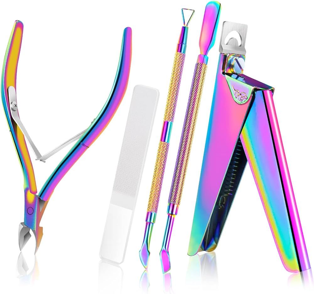 Acrylic Nail Clippers 5 in 1 Kit with Glass Nail File, Cuticle Trimmer Nipper and Cuticle Pusher ... | Amazon (US)