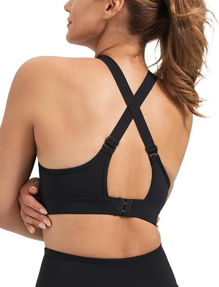 Yvette Supportive Sports Bra Adjustable Straps Plus Size Workout Running High Impact Sports Bras ... | Amazon (US)