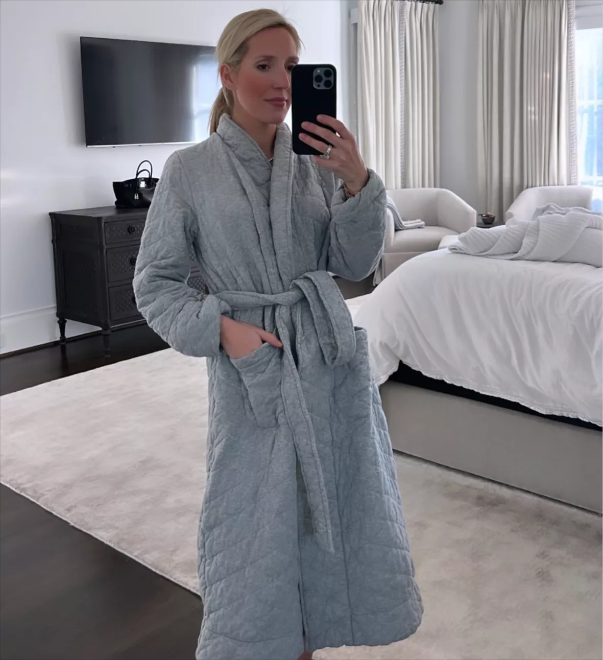 Quilted Robe in Heather Gray