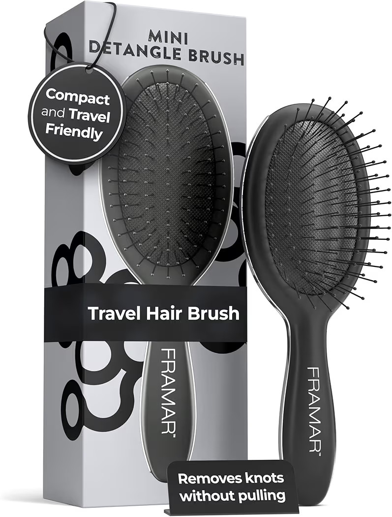 FRAMAR Mini Hair Brush Detangler – Mini Brush For Hair, Small Travel Hair Brush For Women, Trav... | Amazon (US)