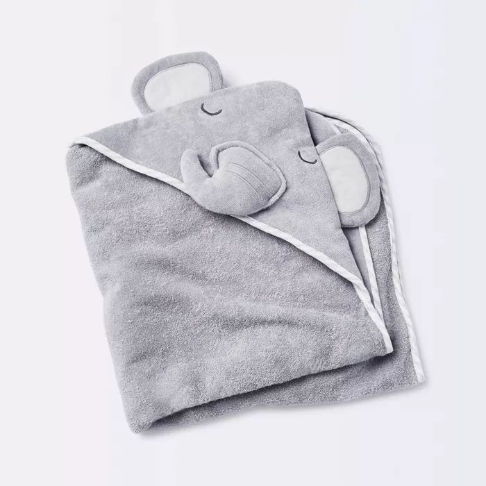 Baby Elephant Hooded Towel - Cloud Island™ Gray | Target