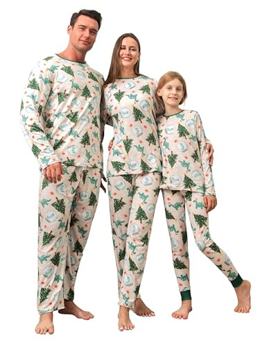 SUNNYBUY Christmas Pajamas Matching Sets, Holiday Family PJS Xmas Jammies for Couples, Dinosaurs Christmas Tree 6T-100 | Amazon (US)