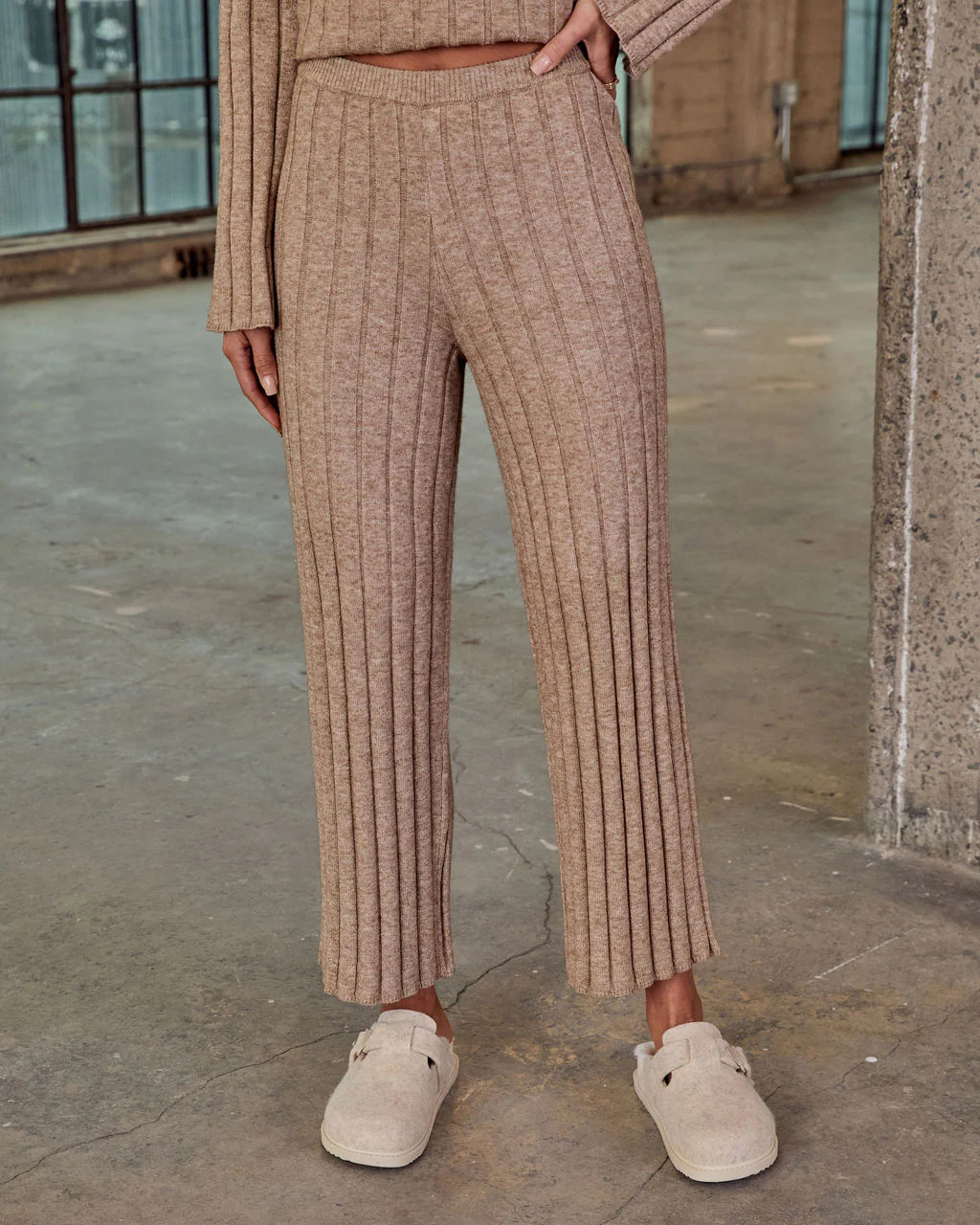 Homebody Hour Ribbed Knit Flare Leg Pants | VICI