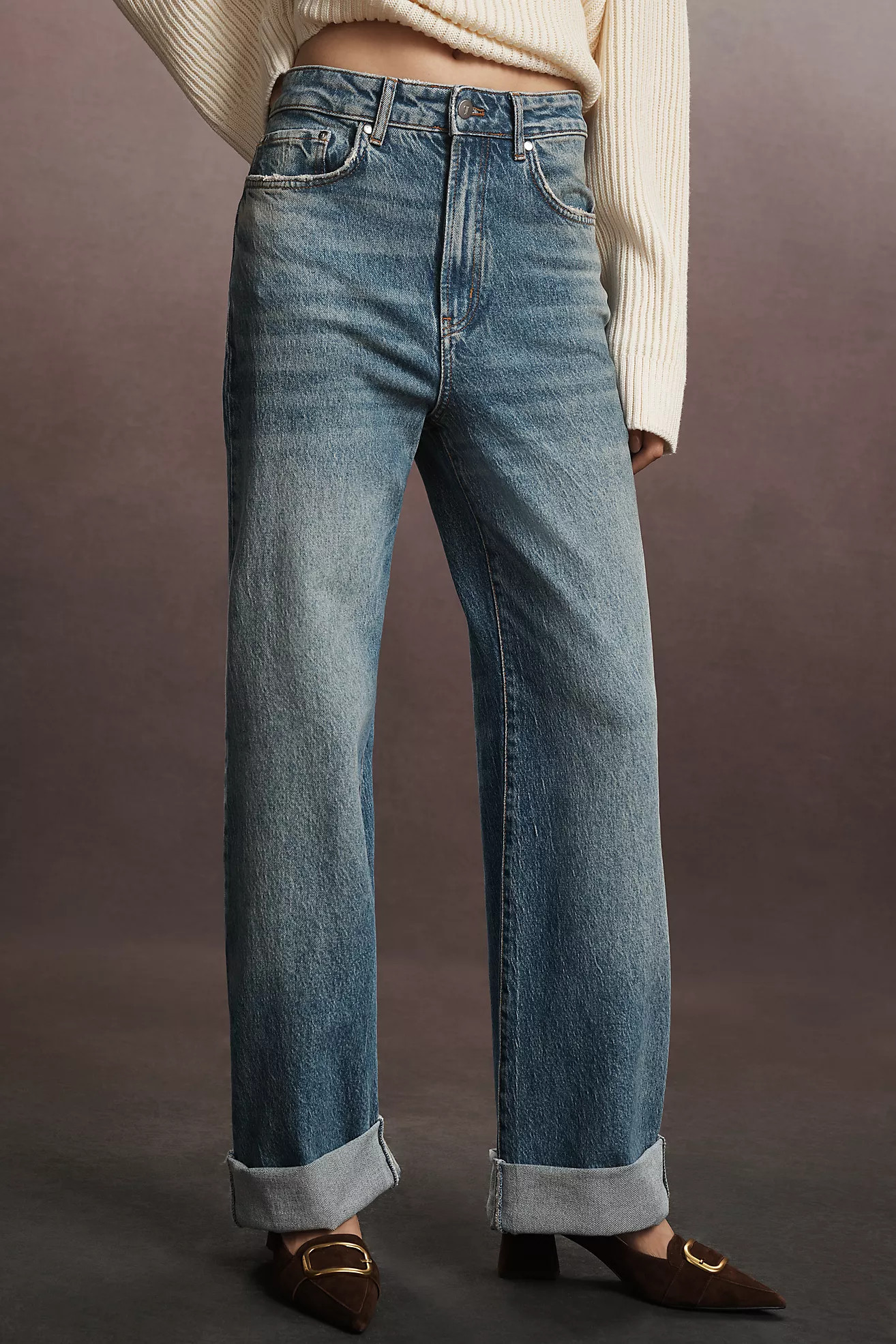 The Austyn High-Rise Cuffed Wide-Leg Jeans by Pilcro | Anthropologie (US)