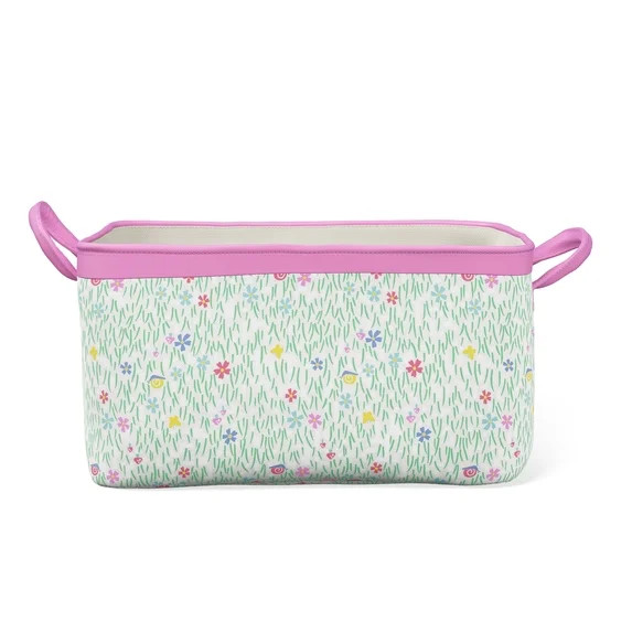 Mainstays Kids Medium Multi Meadow Canvas Printed Storage Basket with Handles | Walmart (US)