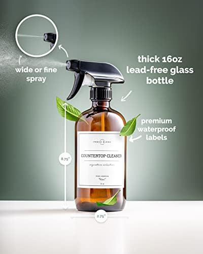 Vine Creations Amber Glass Spray Bottles 2 Pack with Waterproof Labels & Accessories, Thick 16oz ... | Amazon (US)