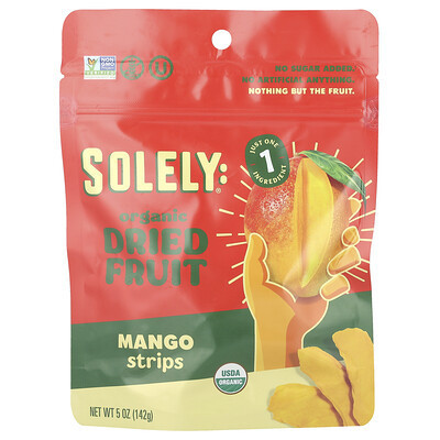 Solely, Organic Dried Fruit, Mango Strips, 5 oz (142 g) | iHerb