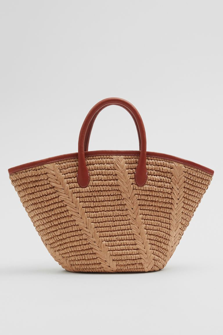 Strohtasche mit Lederbesatz - Beige - Ladies | H&M AT | H&M (DE, AT, CH, NL, FI)