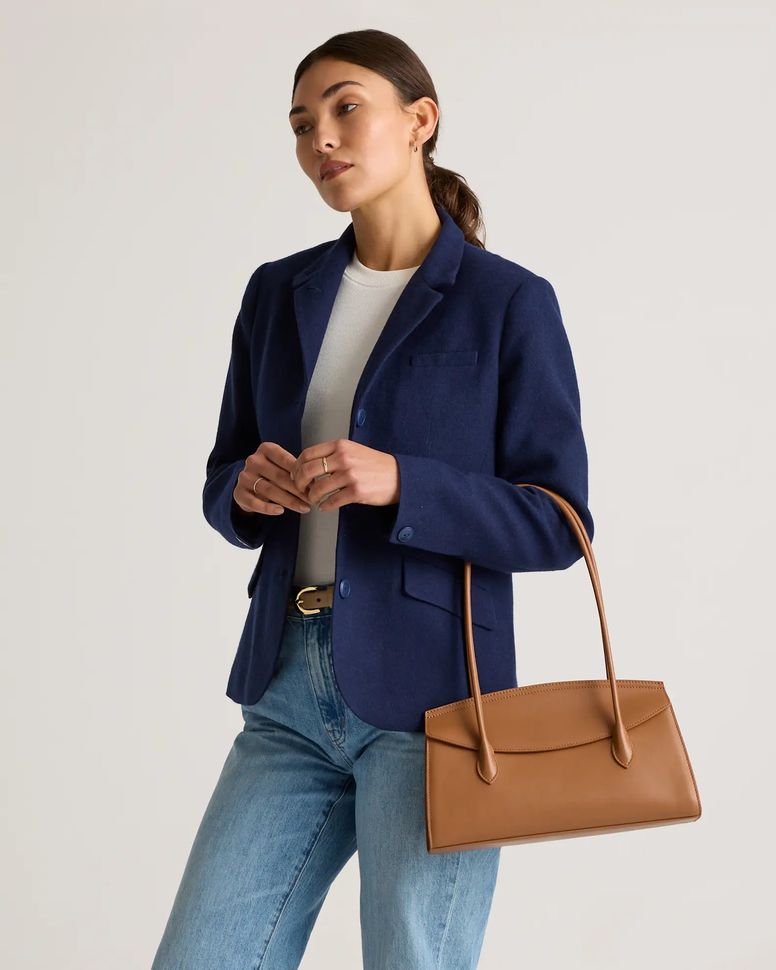 Italian Leather Double Strap Shoulder Bag | Quince