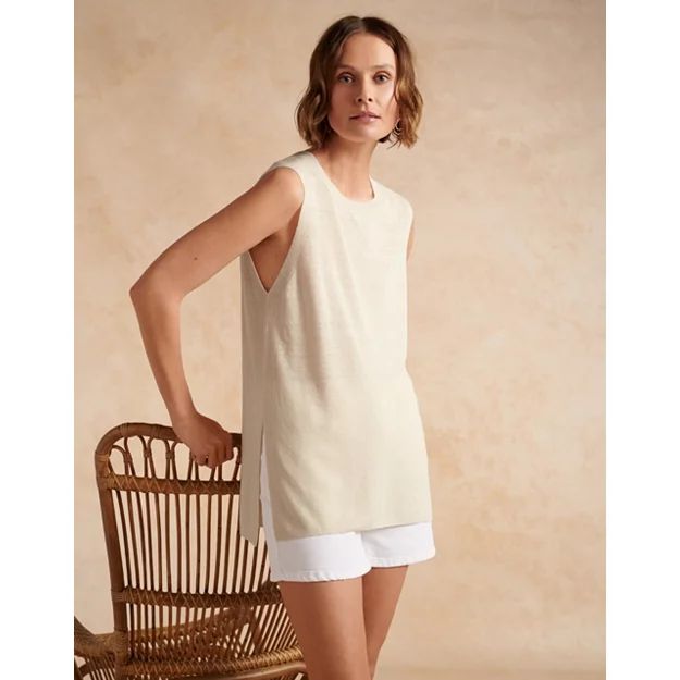 Linen-Rich Ribbed-Panel Tank | Tops & Blouses | The White Company | The White Company (UK)