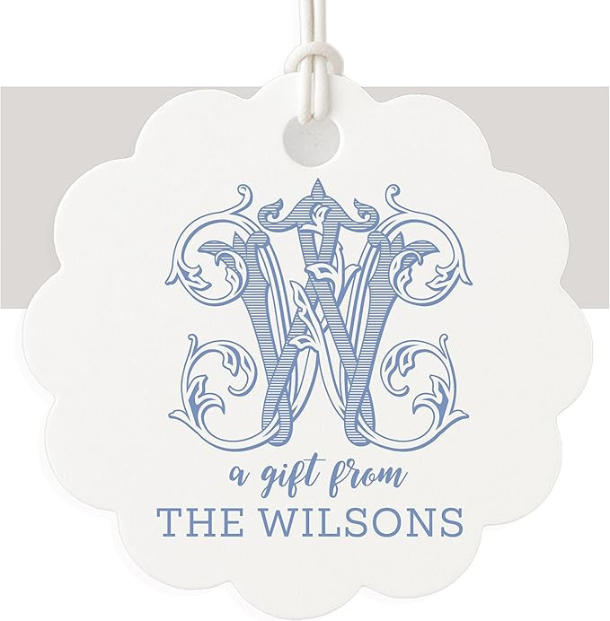 Personalized Monogram Scallop Gift Tags, 2.5x2.5 inch, 12 Printed and Shipped Tags for Holiday Pa... | Amazon (US)