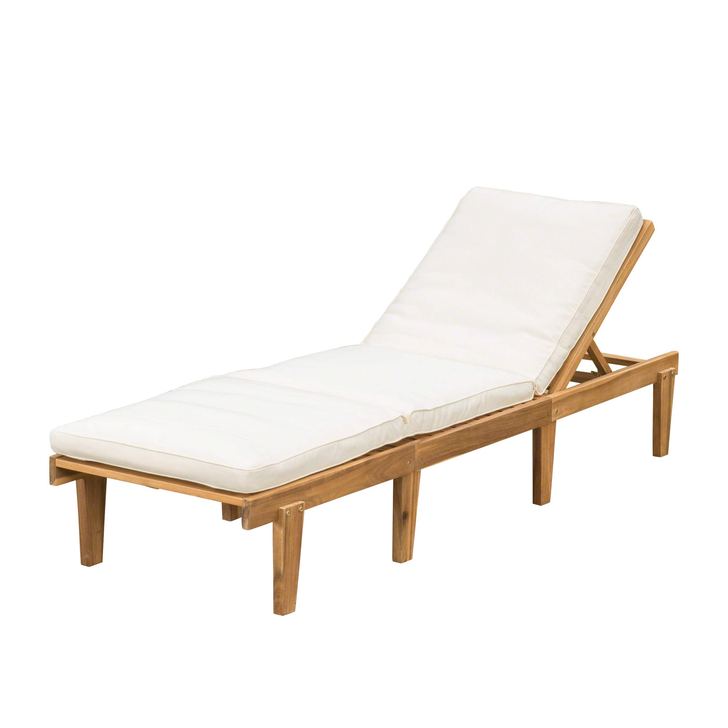 Christopher Knight Home Ariana Acacia Wood Chaise Lounge with Cushion, Teak Finish | Amazon (US)