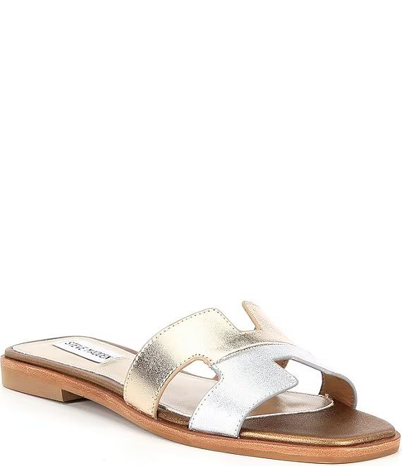 Steve Madden Hadyn Metallic Leather Flat Slide Sandals | Dillard's | Dillard's