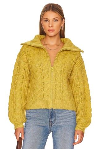 HEARTLOOM Beth Zip Cardigan in Citron from Revolve.com | Revolve Clothing (Global)