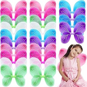 Junkin 24 Pcs Fairy Wings for Girls Butterfly Angel Wings Costume Bulk 14 x 16 Inch Vintage Princ... | Amazon (US)