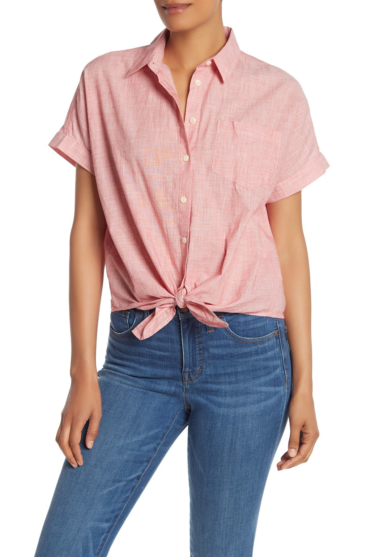 End On End Tie Front Button Down Tee | Nordstrom Rack