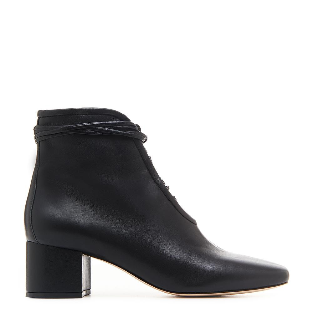 Cleo Black Nappa Leather low Heel Boot with Lambskin Leather Lining | DANIELLA SHEVEL