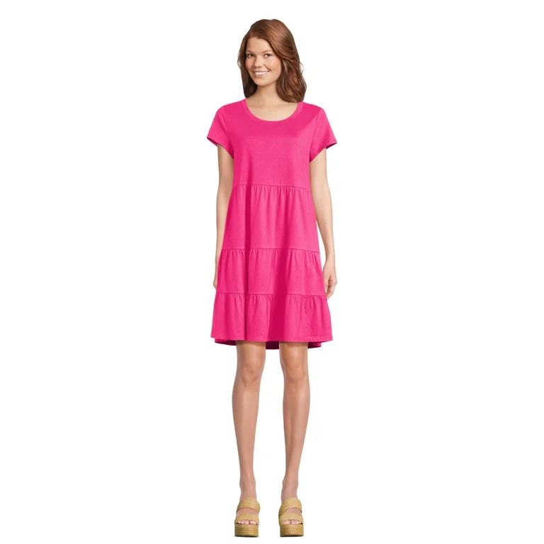 Time and Tru Women's Tiered Knit Dress | Walmart (US)