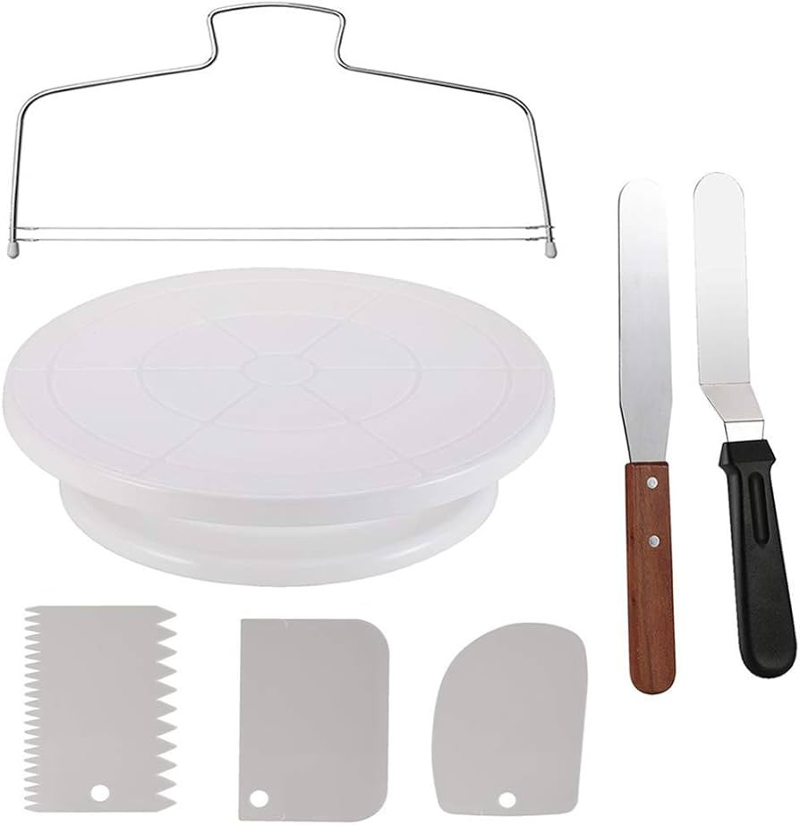 Cake Decorating Turntable,Cake Decorating Supplies with Decorating Comb/Icing Smoother(3pcs),2 Ic... | Amazon (US)