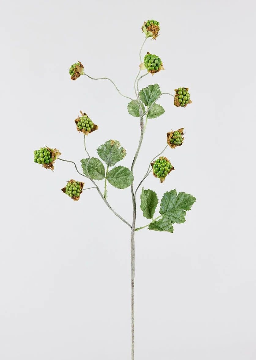 Green Artificial Wild Raspberry Berries - 27" | Afloral