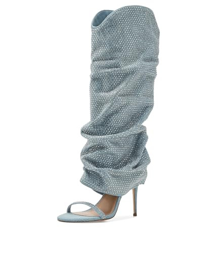 Steve Madden Women's Ravine Denim Rhinestone 7 Medium | Amazon (US)