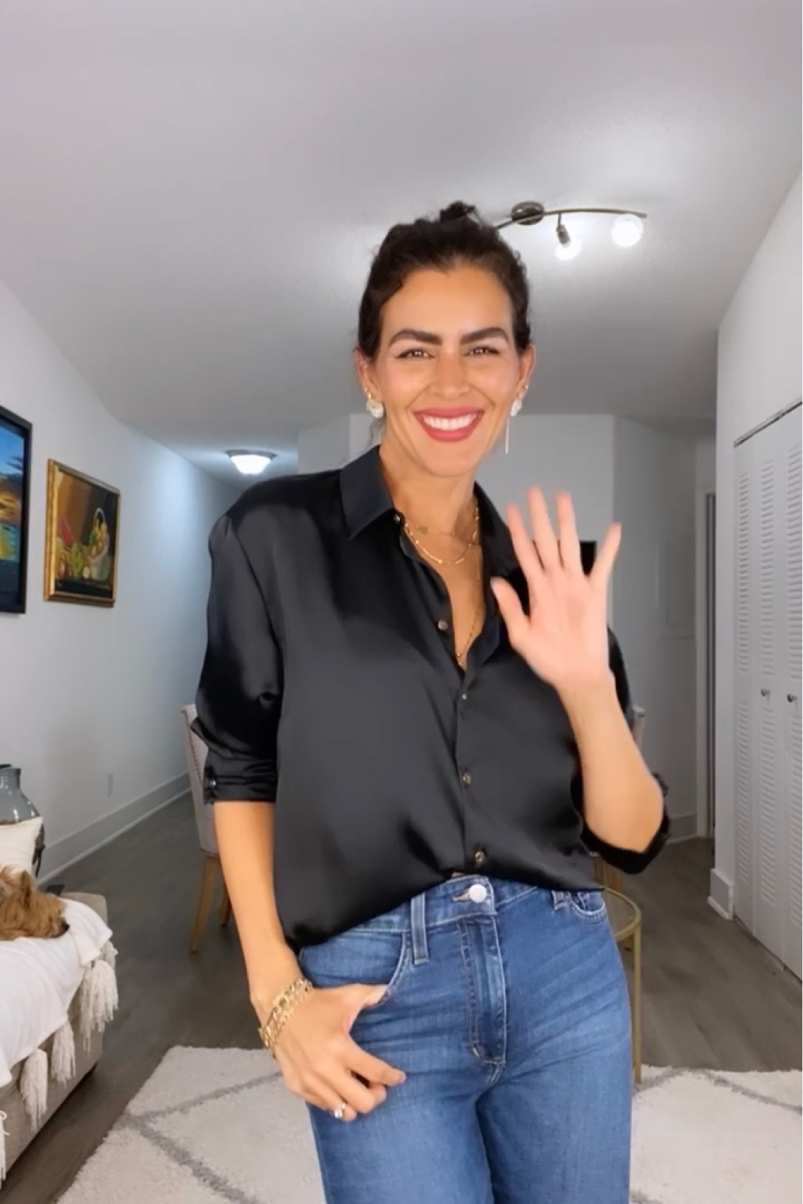 These jeans are everything! The best fitting jeans! Adding similar silk tops. Fall tops, fall style, flare jeans, silk button down , elegant shirt

#LTKSeasonal #LTKstyletip