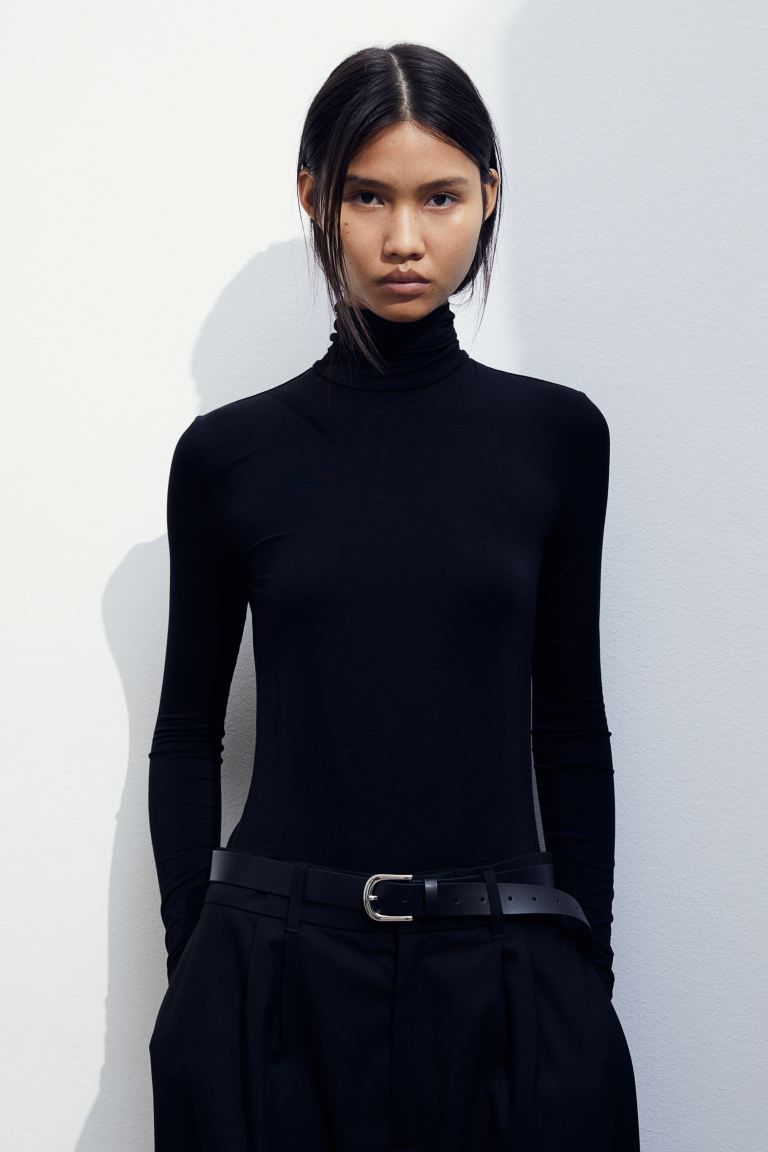 Polo-neck top - Black - Ladies | H&M GB | H&M (UK, MY, IN, SG, PH, TW, HK)