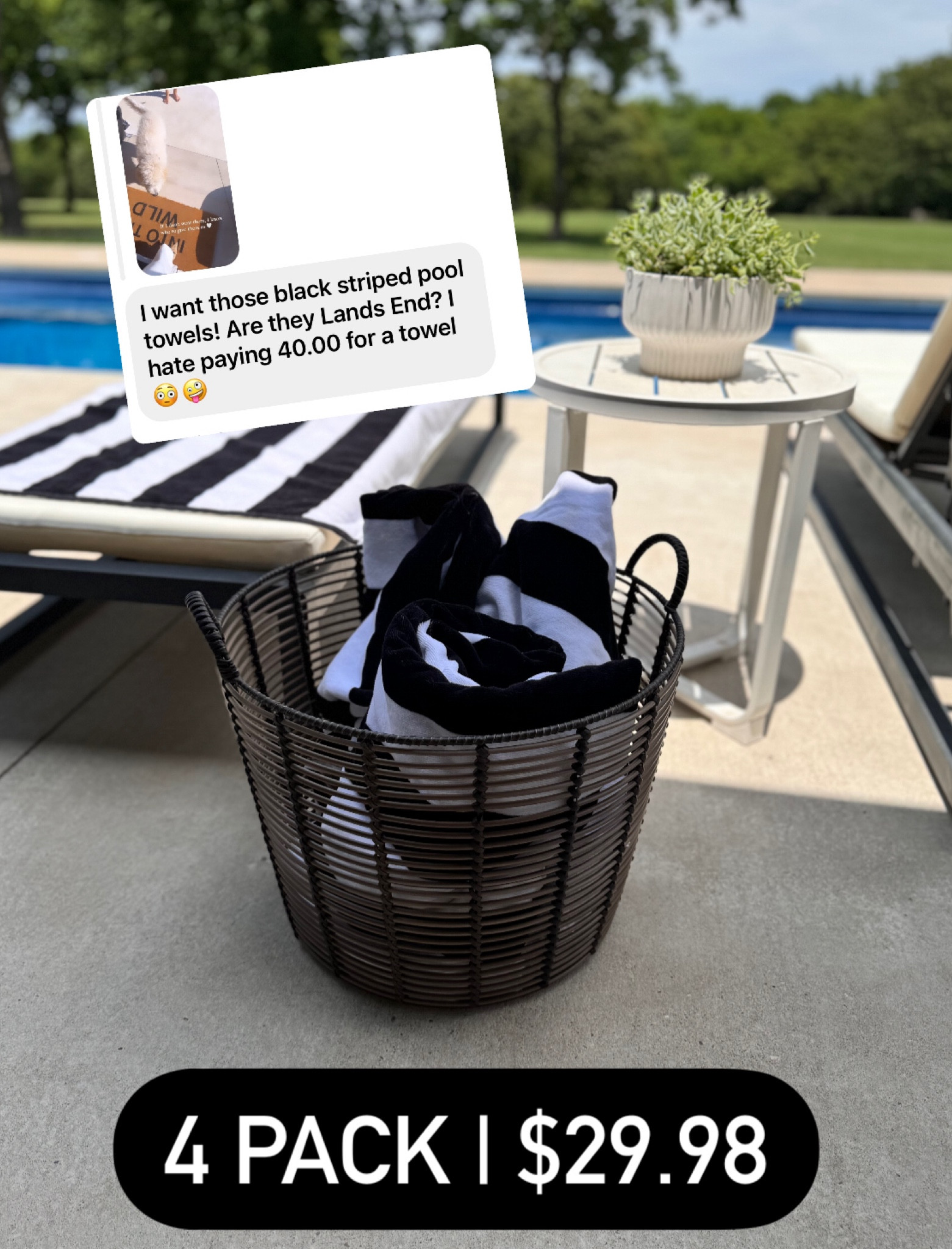 Cabana striped pool towels 
4 for less than $30 

#LTKSwim #LTKSaleAlert #LTKHome