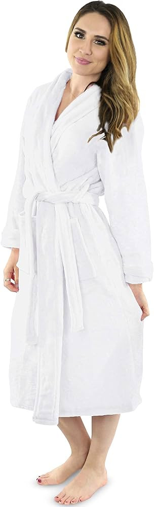 NY Threads Women Fleece Shawl Collar Bathrobe - Plush Long Robe | Amazon (US)