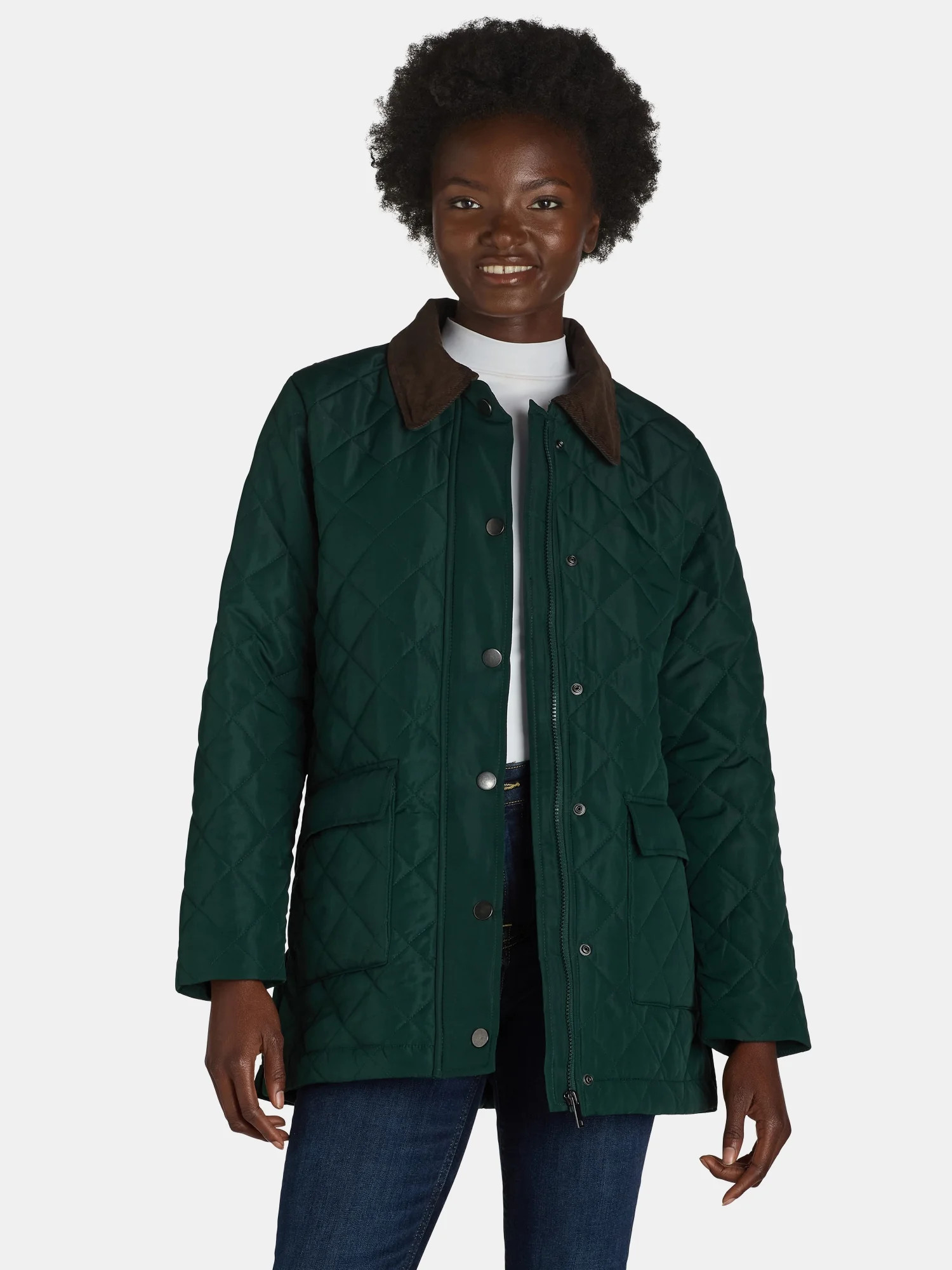 Time and Tru Women's and Women's Plus Quilted Barn Coat, Sizes XS-3X - Walmart.com | Walmart (US)