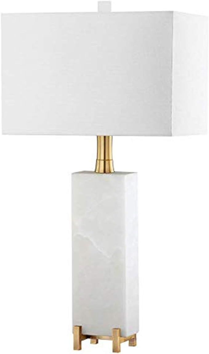 Safavieh Lighting Collection Sloane Alabaster White/ Brass Gold 30-inch Bedroom Living Room Home ... | Amazon (US)
