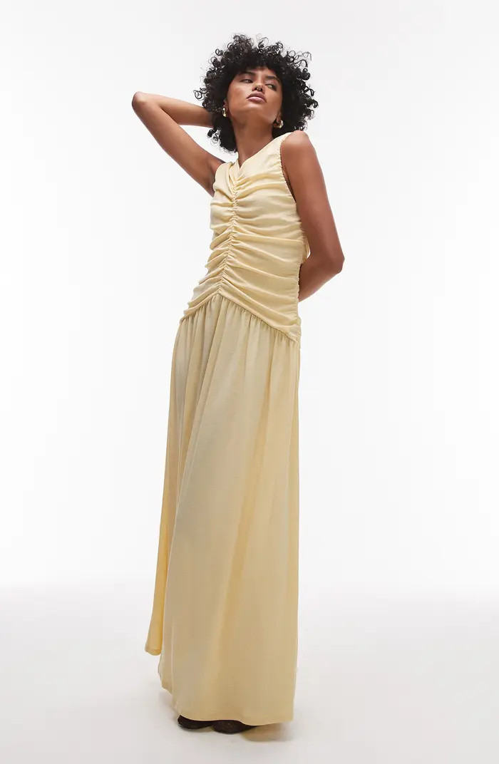 Topshop Ruched Drop Waist Maxi Dress | Nordstrom | Nordstrom