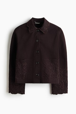 H & M - Twill Jacket with Eyelet Embroidery - Dark Brown | H&M (US + CA)