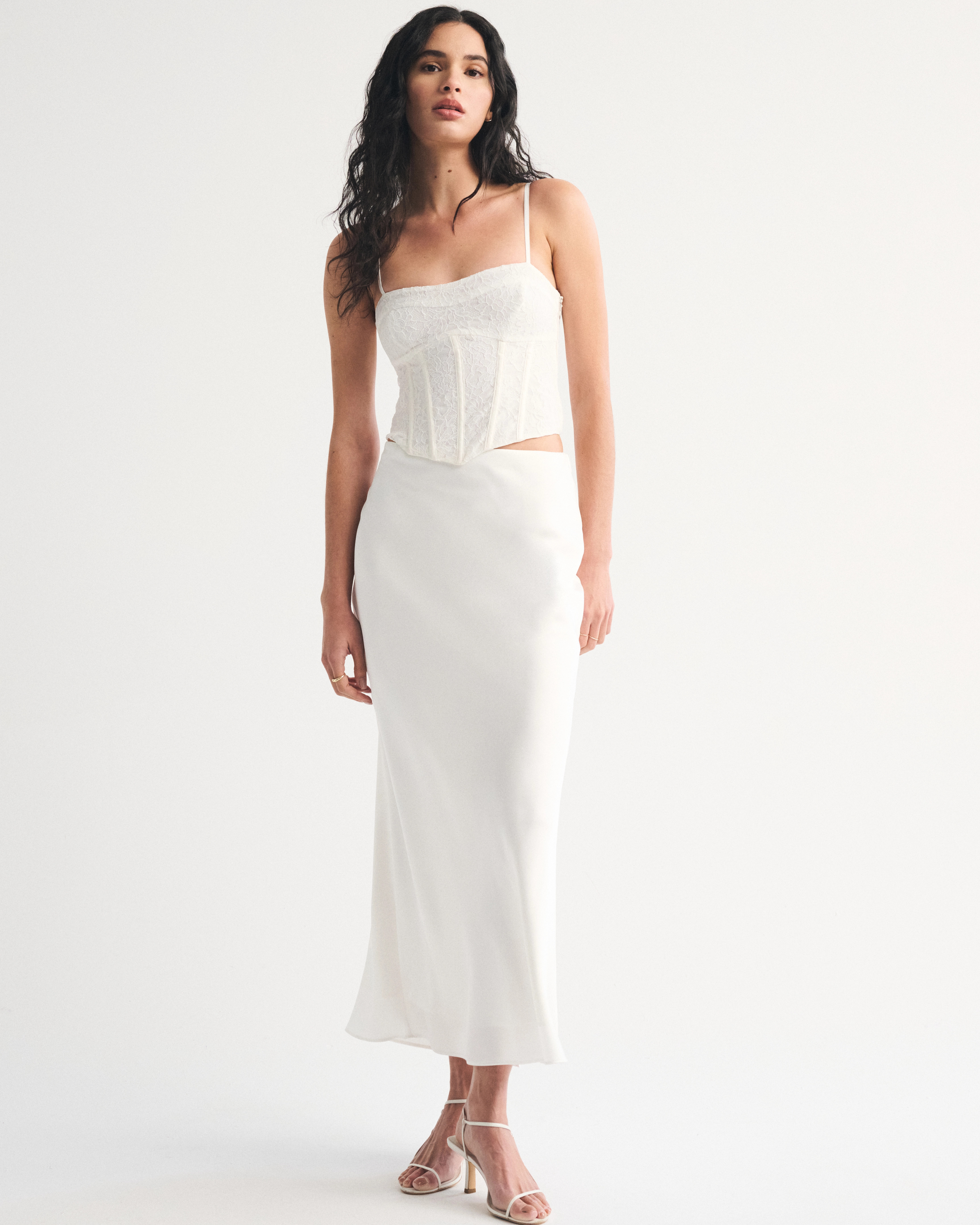 High Rise Satin Maxi Set Skirt | Abercrombie & Fitch (US)