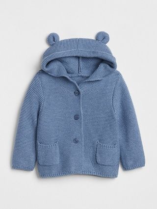 Gap Baby Bear Garter Hoodie Sweater Indigo Size 0-3 M | Gap US