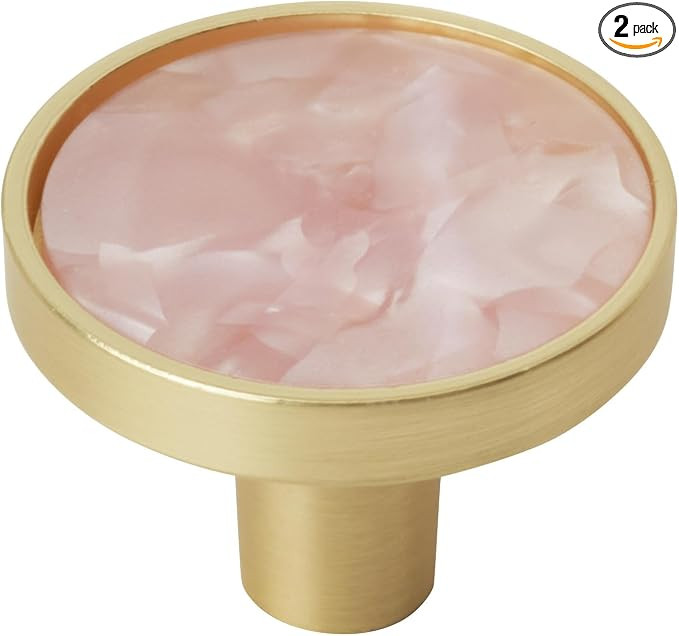 Amerock 2PK36971PNK Accents Round Cabinet Knob | Furniture Knob | Gold/Pink Decorative Drawer Pul... | Amazon (US)
