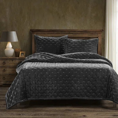 Stella Faux Silk Velvet Classic Chic Modern Rustic Romantic Western Quilt Set | Wayfair North America