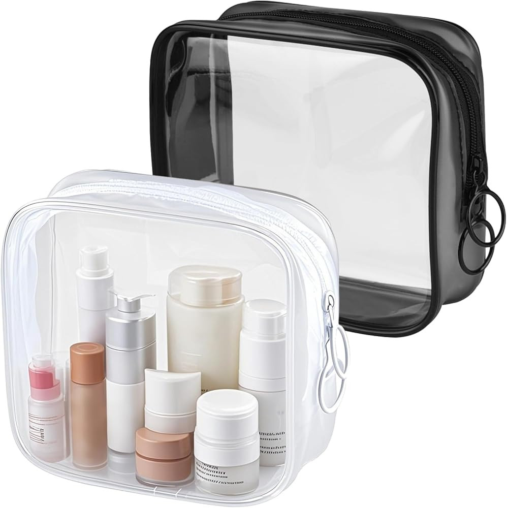 Amazon.com: PLULON TSA Approved Toiletry Bag, 2 Pack Small Makeup Bag for Purse Clear Mini Cosmet... | Amazon (US)