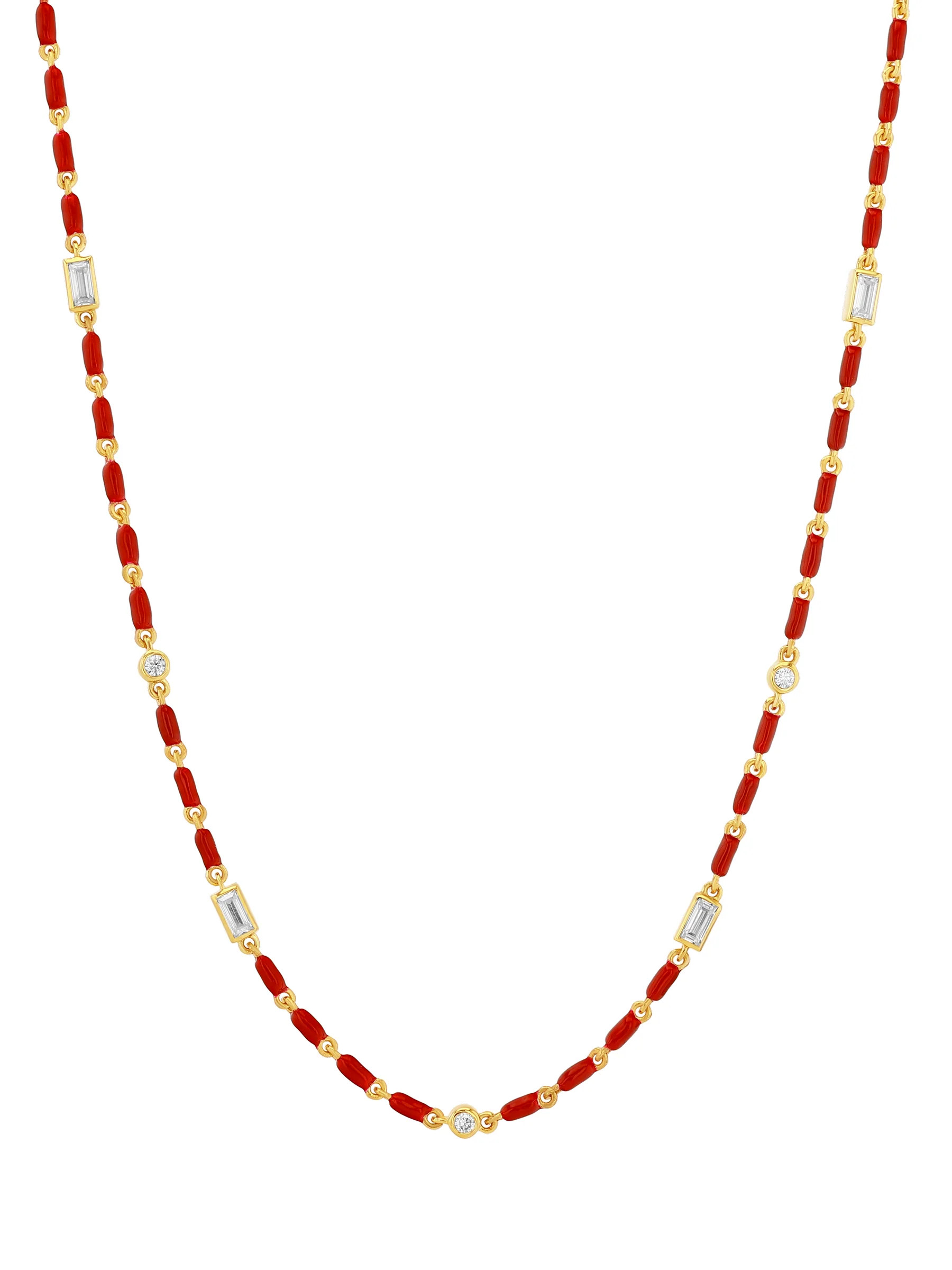 ENAMEL MOISSANITE NECKLACE IN BORDEAUX | Dorsey