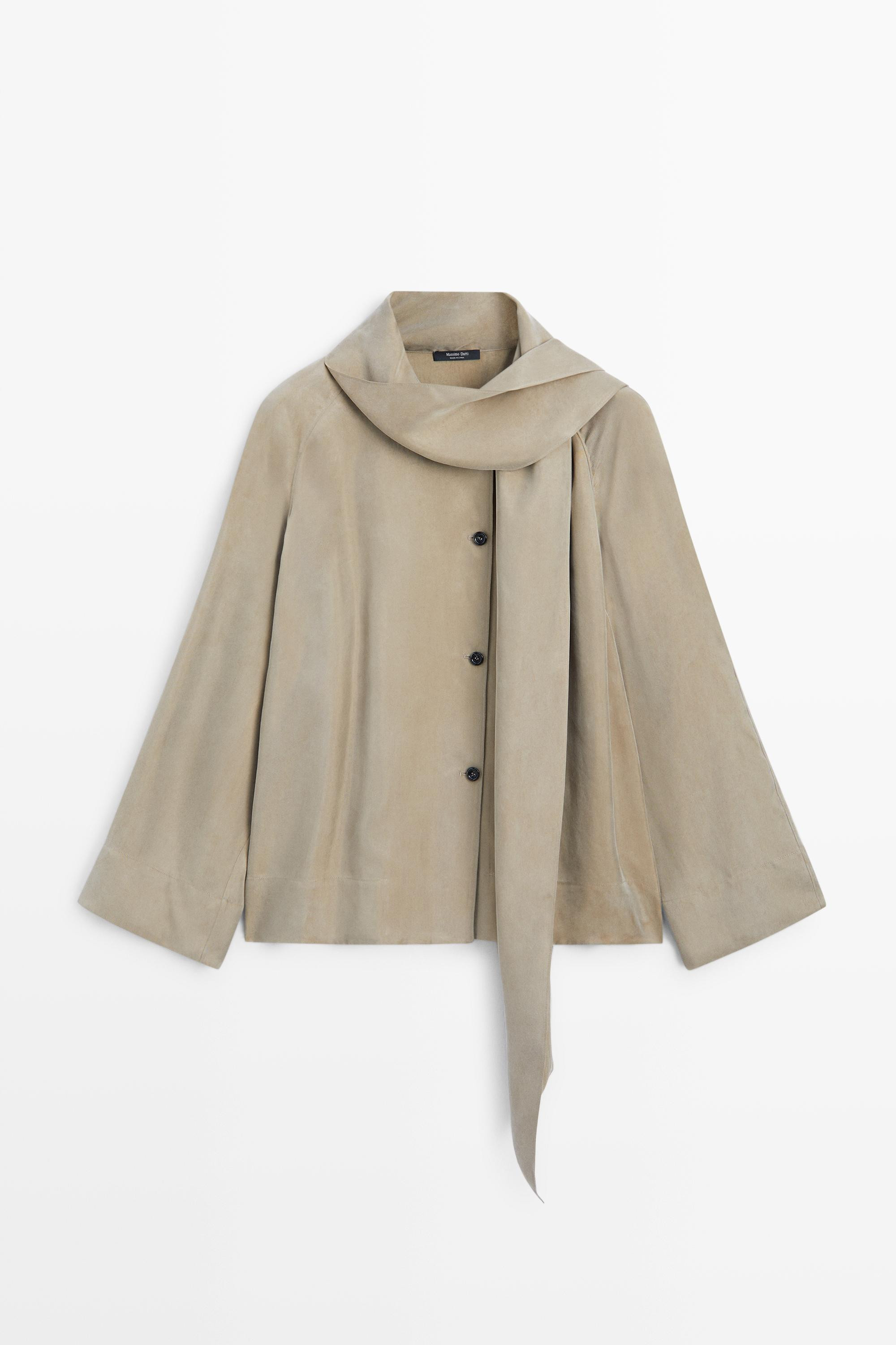 Flowing shirt with scarf detail | Massimo Dutti UK