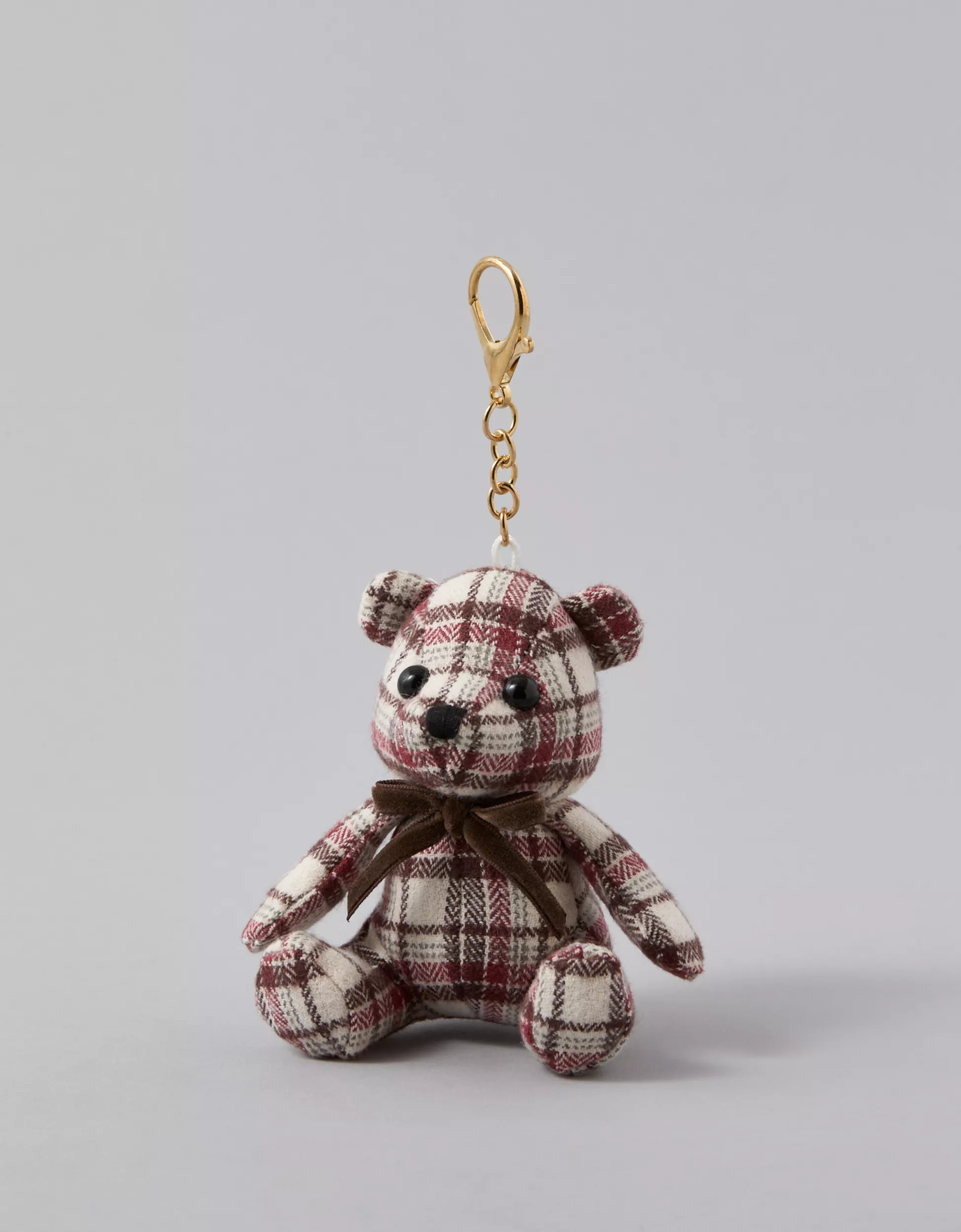 AE Plaid Teddy Bear Keychain | American Eagle Outfitters (US & CA)