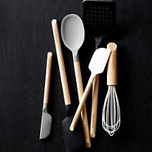 Crate & Barrel Black Silicone and Wood Spoonula | Crate & Barrel | Crate & Barrel