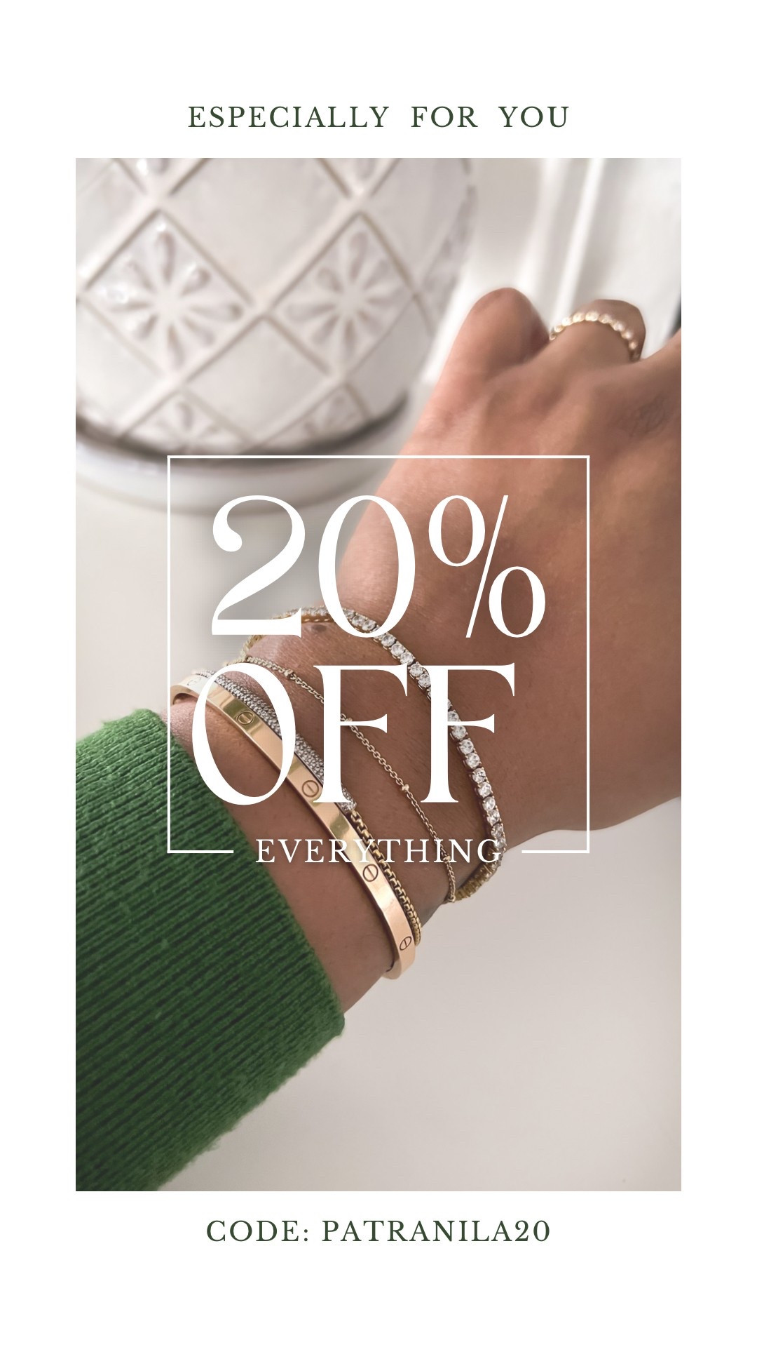 Code PATRANILA20 for 20% off at Nadri. 

Style your everyday bracelet stack with a combination of high and low jewels. Mine is a mix of Cartier, Nadri, and Monica Vinader. 

Nadri makes beautiful jewelry that make great gifts, for the bride and the graduate.

#ltkover40 #ltkseasonal #LTKfindsunder100 

#LTKWedding #LTKGiftGuide #LTKSaleAlert