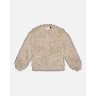 Deux par Deux Girl Short Faux Fur Coat Beige - 4 Years | Target