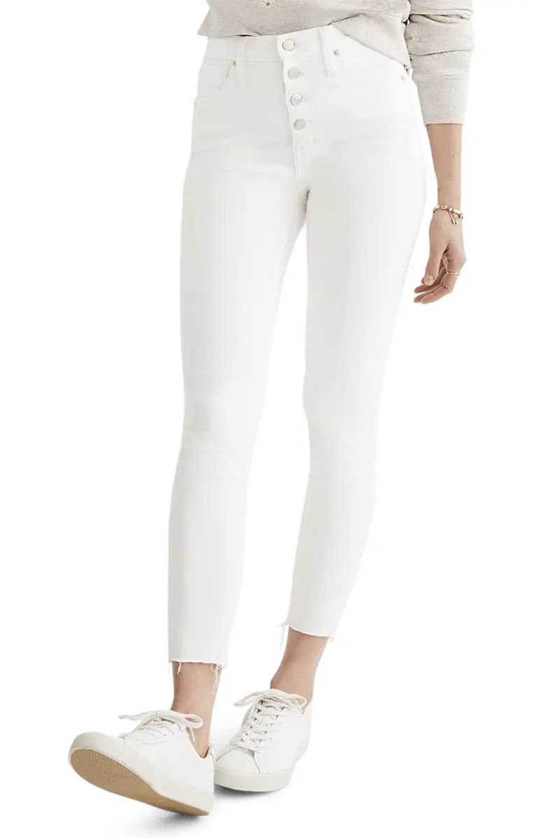 Madewell 10-Inch Button High Waist Crop Skinny Jeans (Pure White) | Nordstrom