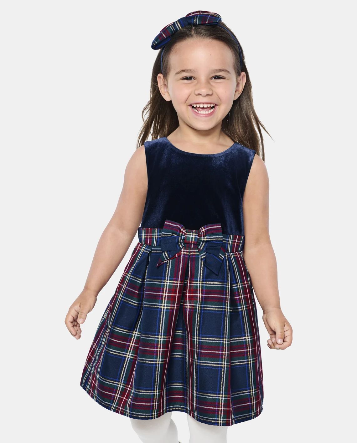 Toddler Girls Matching Family Christmas Sleeveless Plaid Velour Woven Fit And Flare Dress | The C... | The Children's Place
