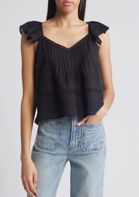 Black top
Ruffle shoulder top

Vacation outfit
Date night outfit
Spring outfit
#Itkseasonal
#Itkover40
#Itku


#LTKFindsUnder100